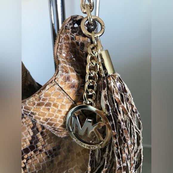 MICHAEL KORS Python Snake Brown Hobo Shoulder Handbag Purse - Picture 4 of 16